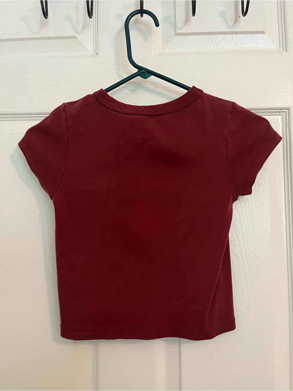 Brandy Melville Burgundy Short Sleeve Crop Tee - Picture 2 of 2